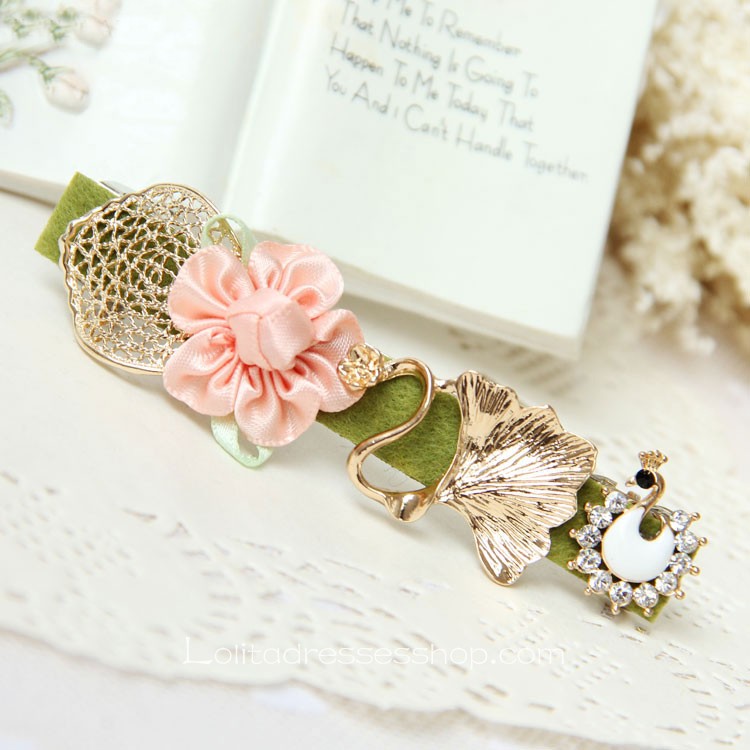 Lolita Headdress Leaf Flower Swan Fashion Barrette