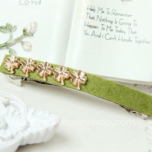 Lolita Headdress Green Clover Retro Small Fresh Barrette