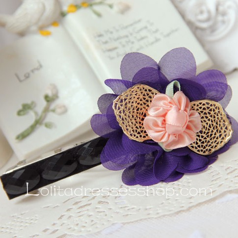 Lolita Headdress Purple Flowers Sweet Lady Barrette