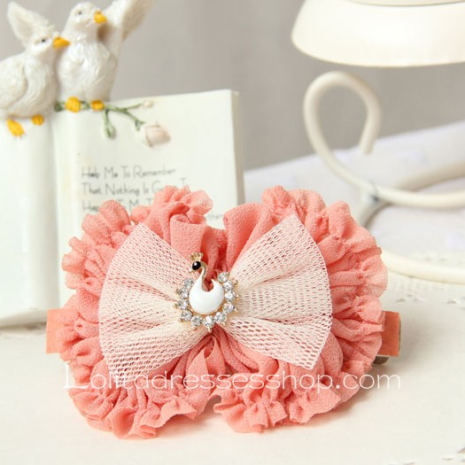 Lolita Headdress Cute Pink Bow Swan Barrette