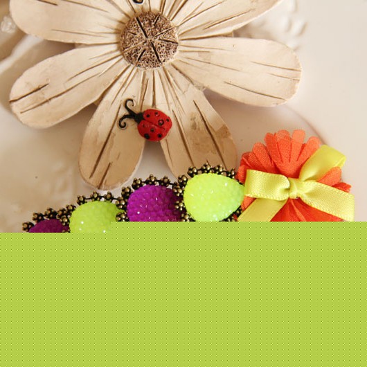 Lolita Headdress Fluorescent Color Gem Bow Barrette