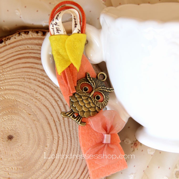 Lolita Headdress Owl Cute Pink Bow Barrette