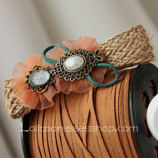 Lolita Headdress Forest Pearl Flowers Retro Barrette