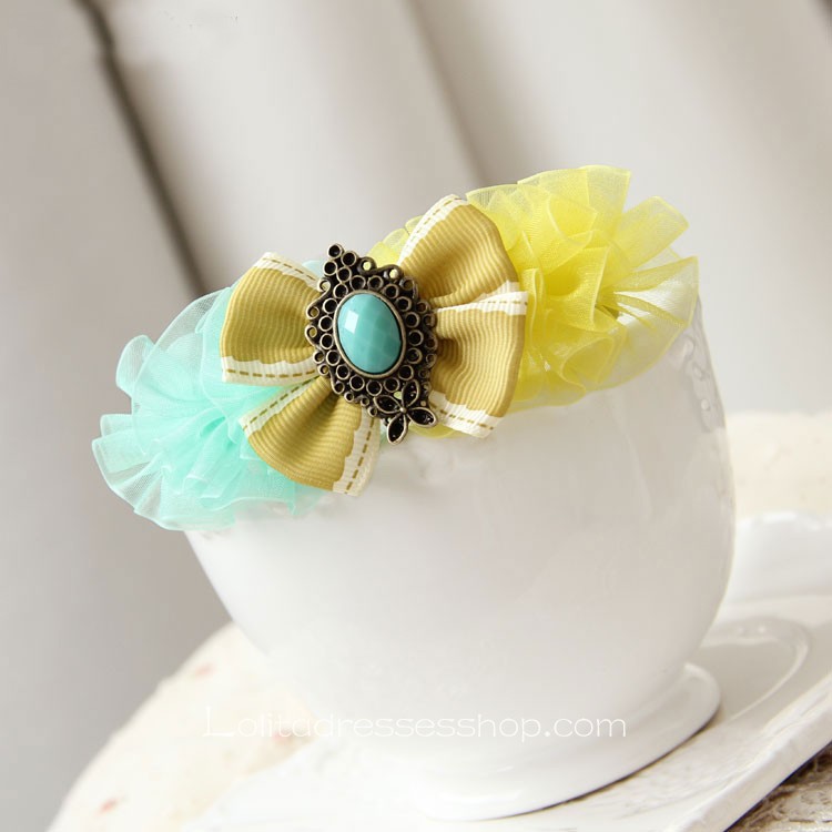 Lolita Headdress Bohemian Fashion Cream-colored Bow Barrette