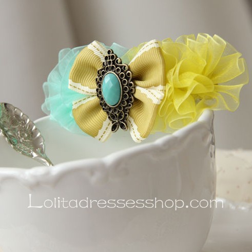 Lolita Headdress Bohemian Fashion Cream-colored Bow Barrette