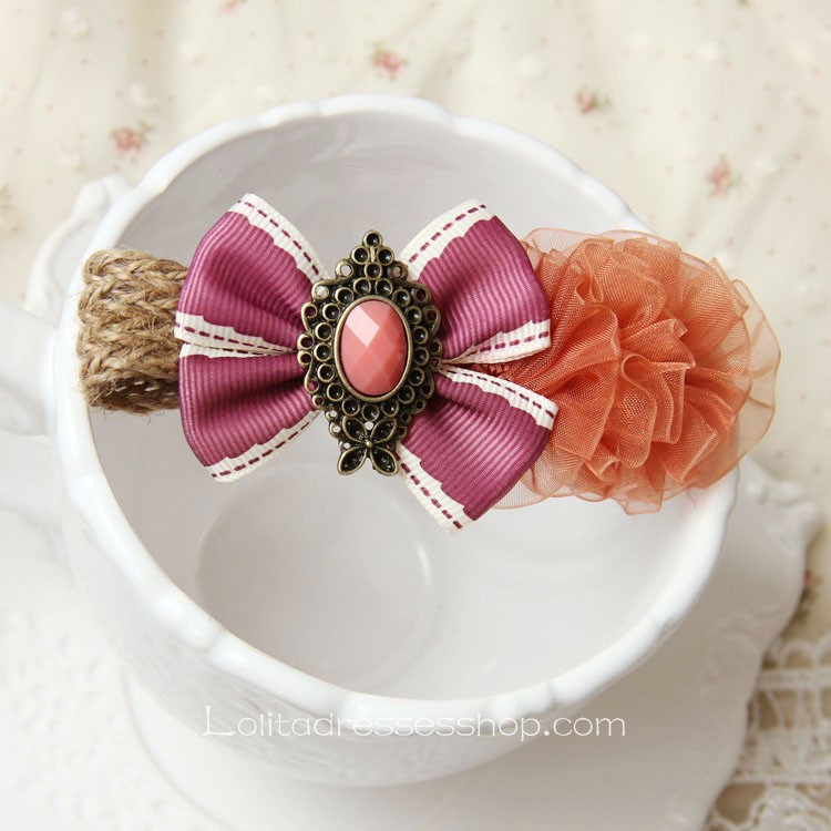 Lolita Headdress Princess Pink Purple Bow Barrette