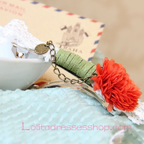 Lolita Headdress Forest Sweet Lace Flowers Barrette