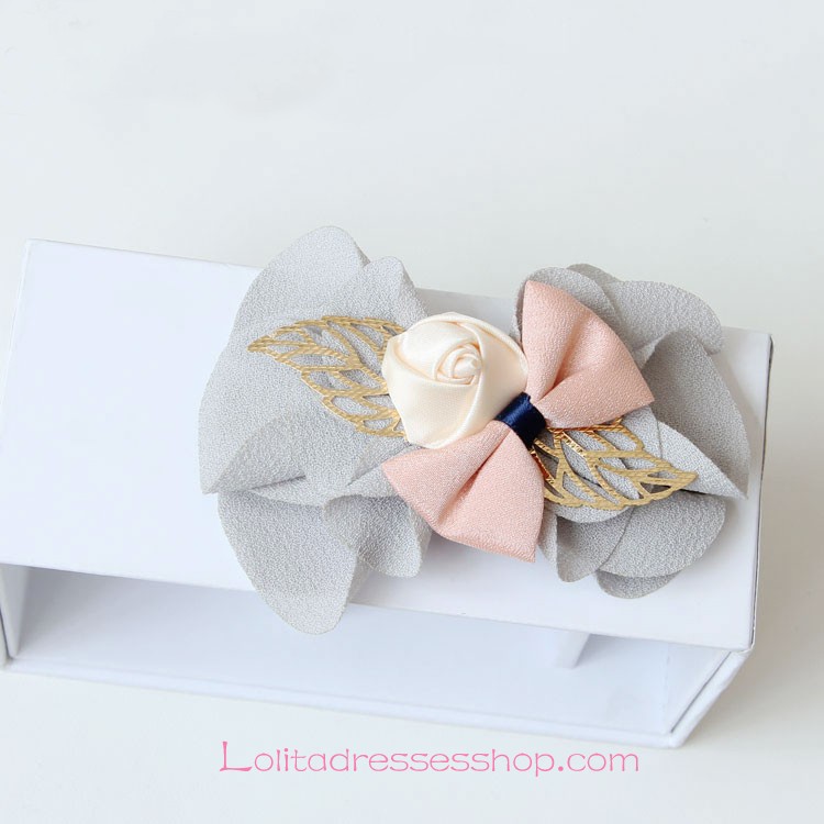 Lolita Headdress Rose Sweet Chiffon Bow Barrette