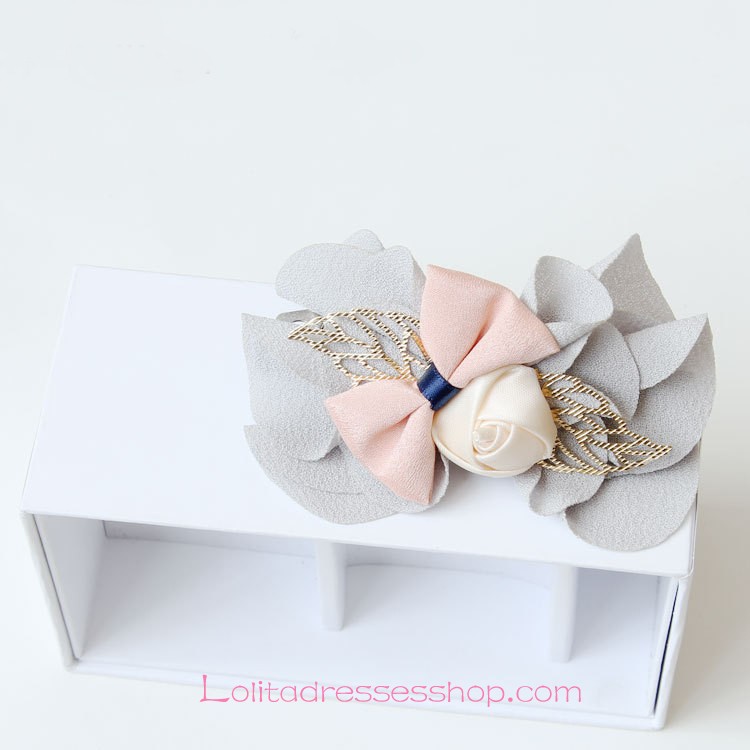 Lolita Headdress Rose Sweet Chiffon Bow Barrette