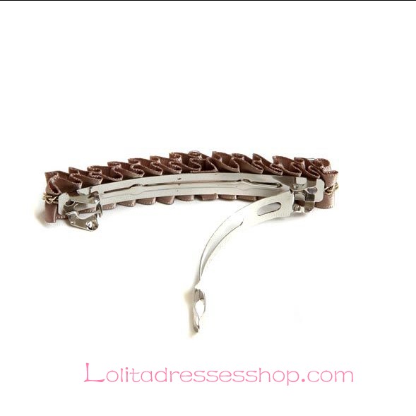 Lolita Headdress Brown Lace Jewel Barrette