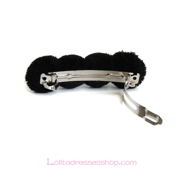 Lolita Headdress Black Wild Meatball Head Bowknot Sphere Barrette