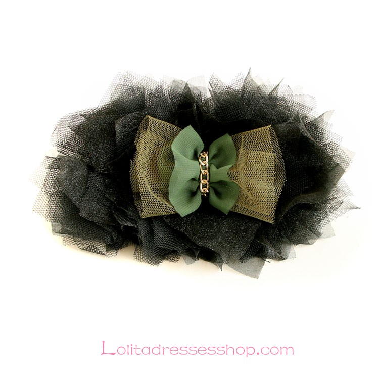 Lolita Headdress Black Lace Bow Fashion Barrette