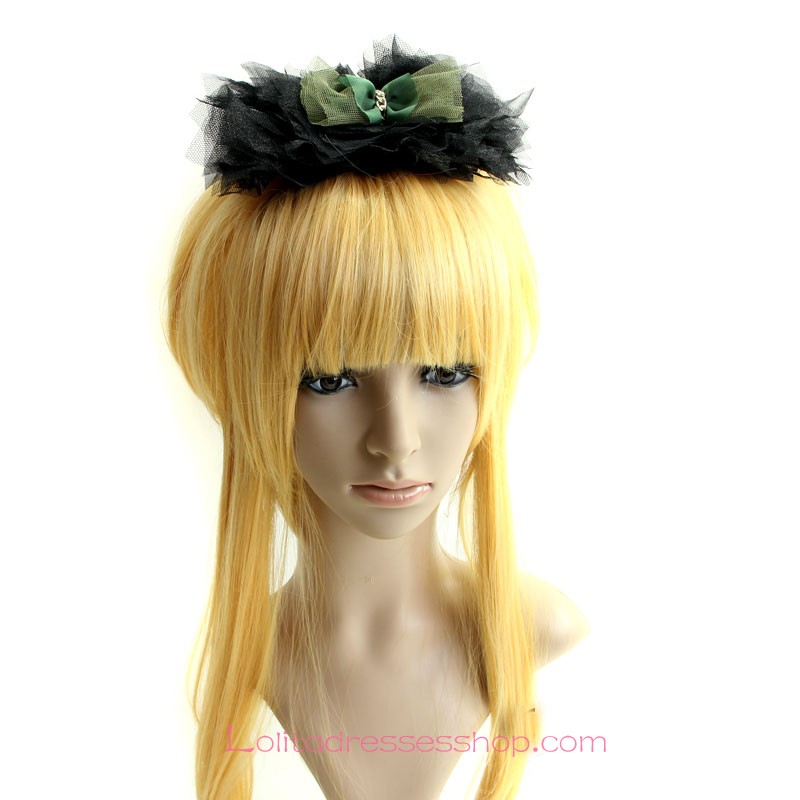 Lolita Headdress Black Lace Bow Fashion Barrette