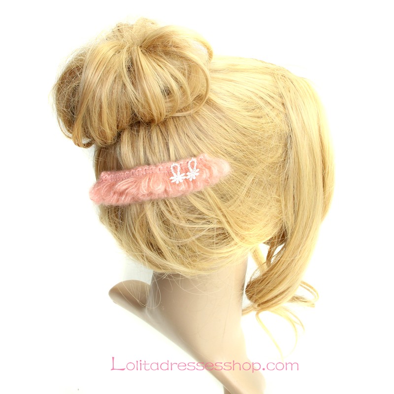 Lolita Headdress Sweet Pink Lady Wool Barrette