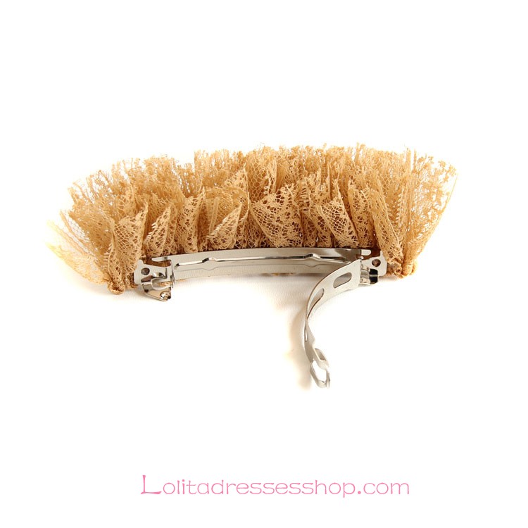 Lolita Headdress Crown Beige Lace Fashion Barrette