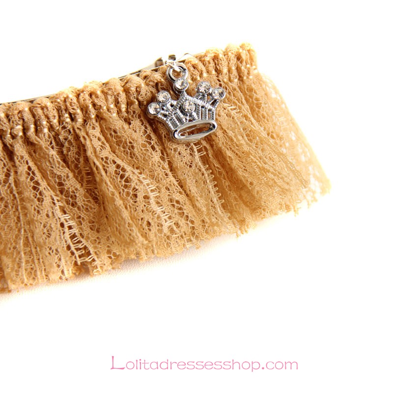 Lolita Headdress Crown Beige Lace Fashion Barrette