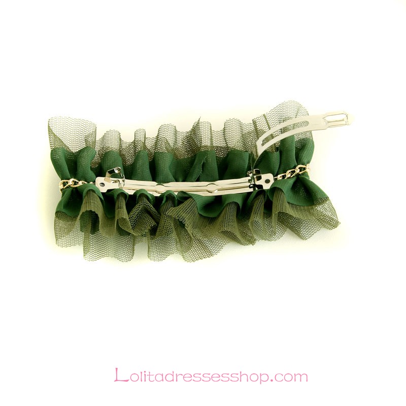 Lolita Headdress Dark Green Lace Retro Barrette