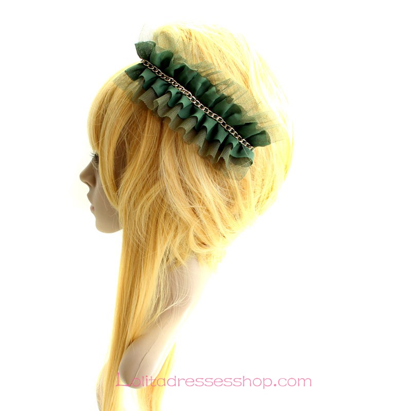 Lolita Headdress Dark Green Lace Retro Barrette