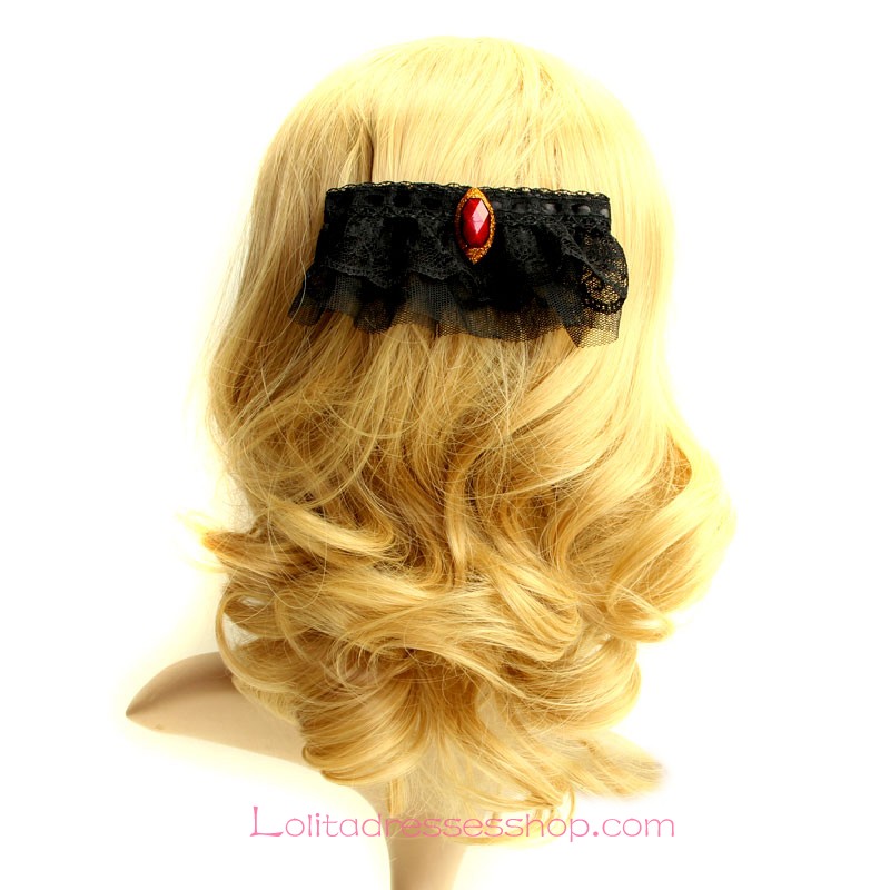 Lolita Headdress Gothic Style Black Lace Vampire Barrette