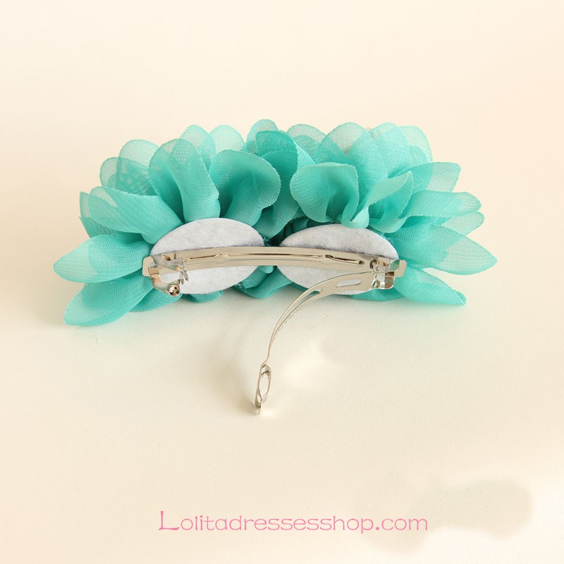 Lolita Headdress Green Flowers Sweet Bow Barrette