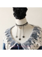 Lolita Black Stars Lace Fringed Fashion Necklace