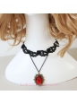 Lolita Retro Black Gem Lace Necklace