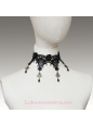 Lolita Black Lace Pearl Flowers Necklace