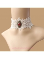 Lolita White Bridal Gemstone Lace Necklace