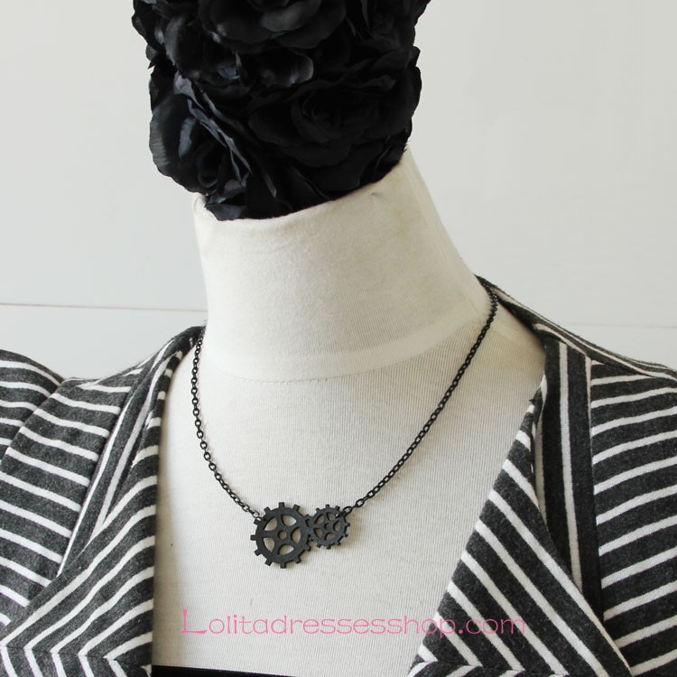Lolita Black Lady Fashion Punk Style Gear Necklace