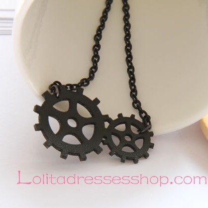 Lolita Black Lady Fashion Punk Style Gear Necklace