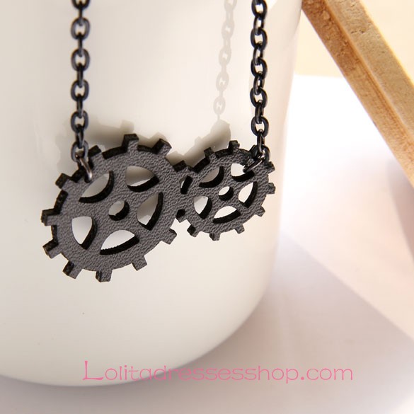 Lolita Black Lady Fashion Punk Style Gear Necklace