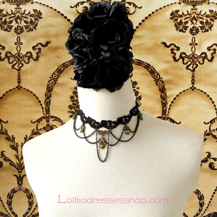 Lolita Lady Clavicle Black Lace Bride Necklace