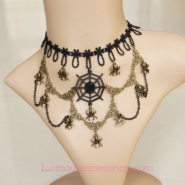 Lolita Retro Halloween Christmas Costume Party Cobweb Lace Necklace