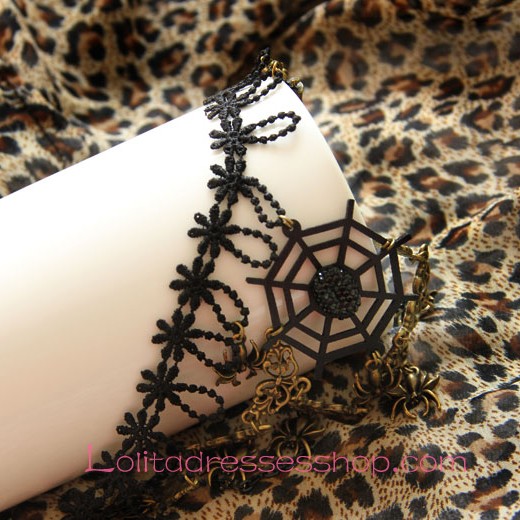 Lolita Retro Halloween Christmas Costume Party Cobweb Lace Necklace