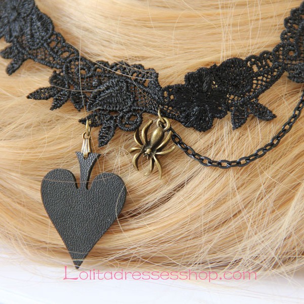 Lolita Black Lace Vintage Poker Queen Vampire Necklace