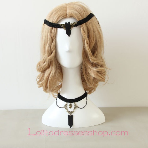 Lolita Vintage Black Gothic Lace Necklace