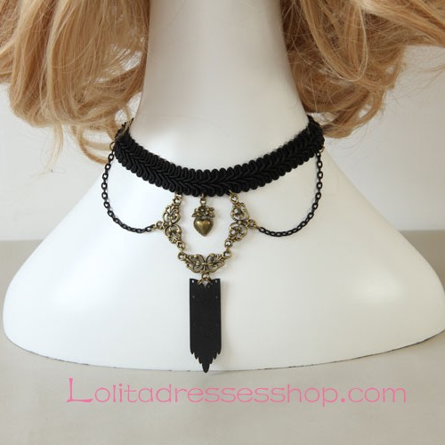 Lolita Vintage Black Gothic Lace Necklace