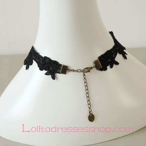 Lolita Gothic Black Rose Lace Retro Fashion Necklace