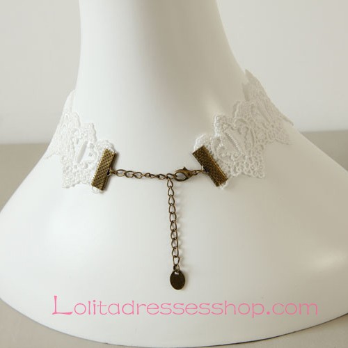 Lolita Punk White Star Lace Diamond Necklace