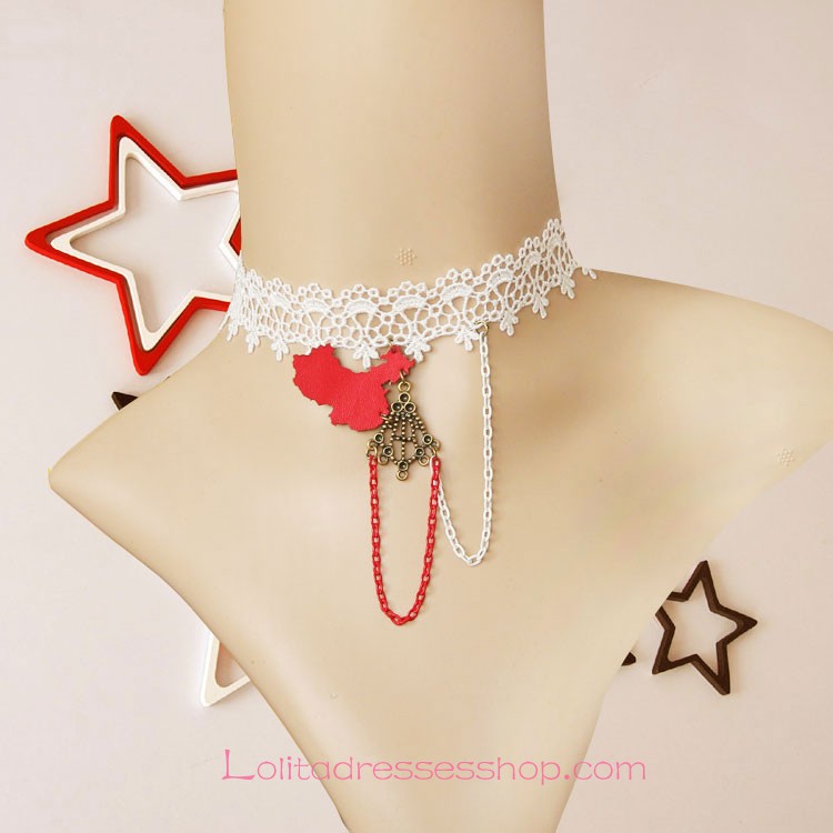 Lolita White Lace Casual Street Map Necklace