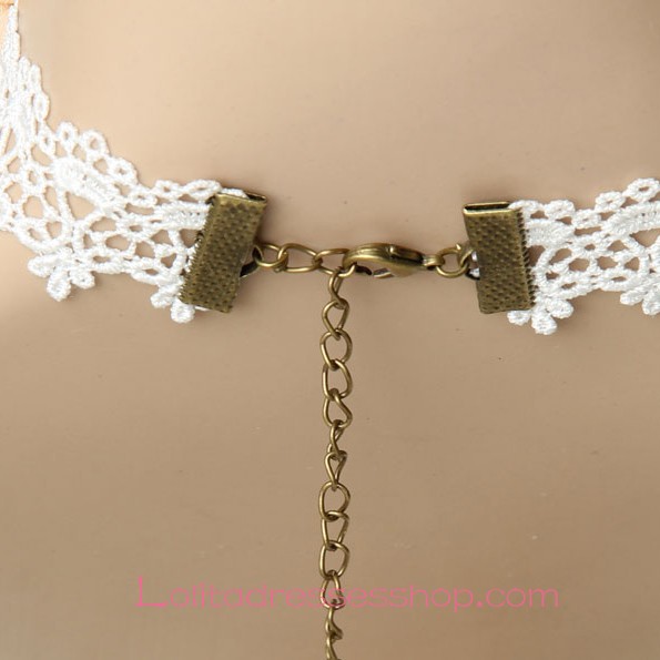 Lolita White Lace Casual Street Map Necklace