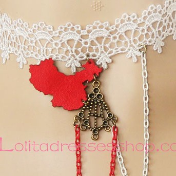 Lolita White Lace Casual Street Map Necklace