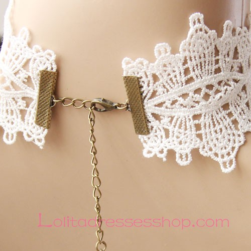 Lolita White Bridal Gemstone Lace Necklace