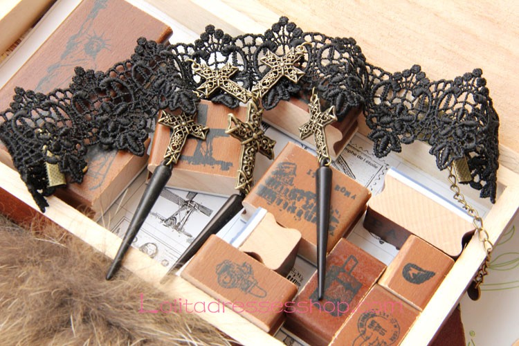 Lolita Gothic Style Lace Cross Religion Necklace