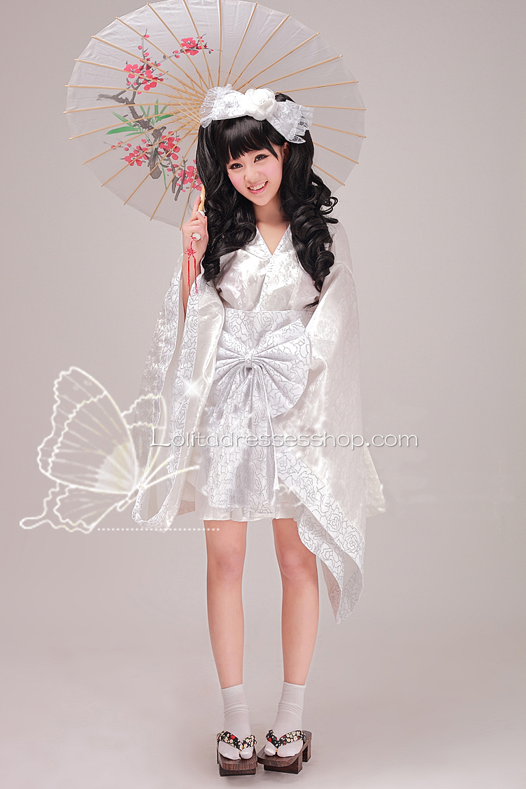 Lolita Maid White Sweet Bow Kimono