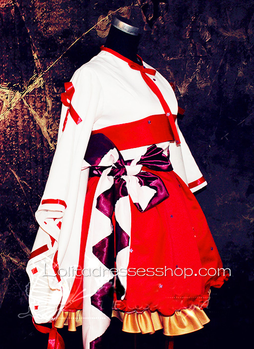 Lolita Diva White Red Sweet Bow Kimono