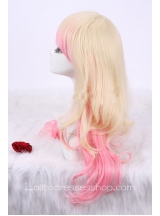Queen Pink Long Curly Yellow Gradient Lolita Cute Cosplay Wig