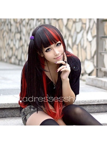 Black and Red Mixed Color Punk Lolita Cute Cosplay Wig