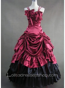 Deep Red Satin Straps Gothic Victorian Lolita Dress