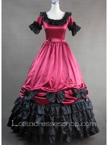 Gothic Victorian Deep Red Ruffled Skirt Lolita Dress